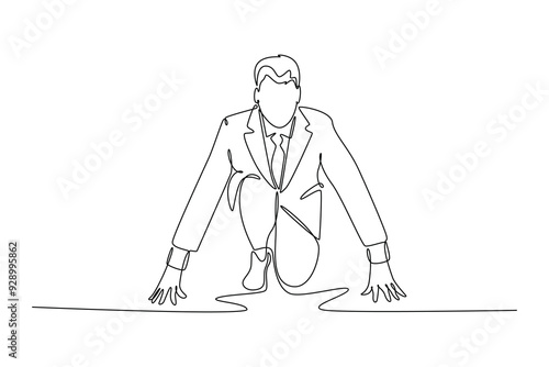 Starting a Business concept. Single line draw design vector graphic illustration.
