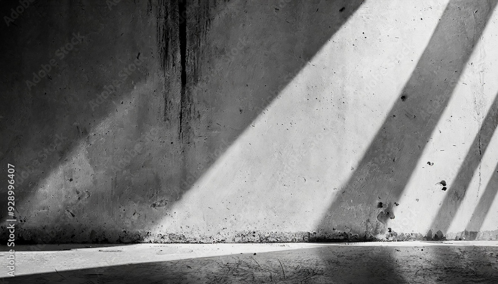 Concrete wall interior background, studio and backdrops show products. with shadow from window black and white background for text insertion and presentation product Concrete wall interior background, studio and backdrops show products. with shadow from window black and white background for text insertion and presentation product