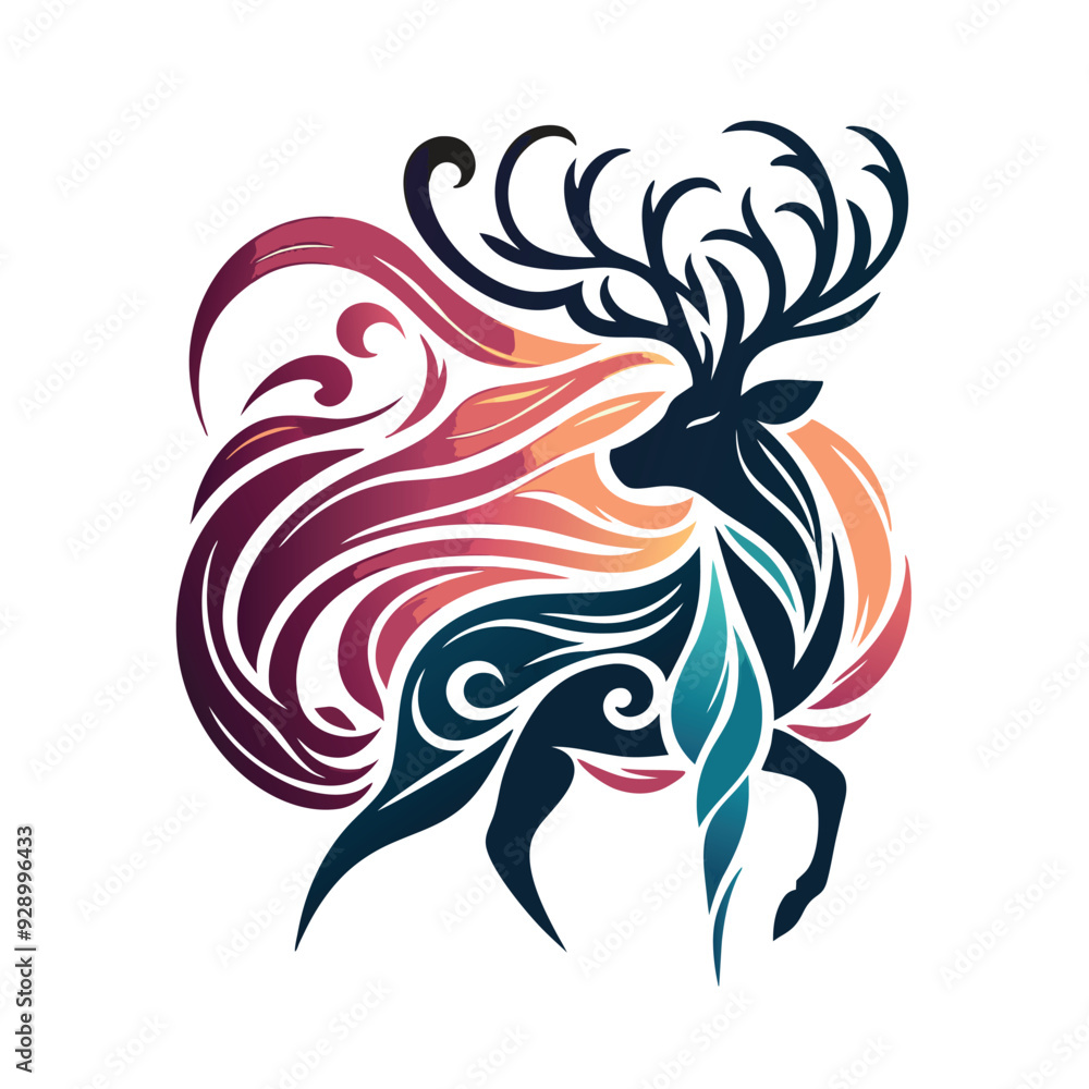 Naklejka premium Deer vector silhouette illustrator Illustrator Artwork