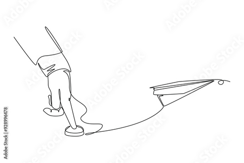 Starting a Business concept. Single line draw design vector graphic illustration.