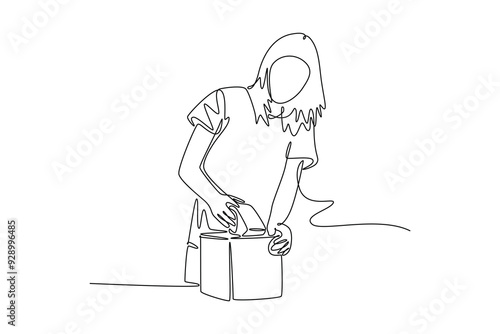 Starting a Business concept. Single line draw design vector graphic illustration.