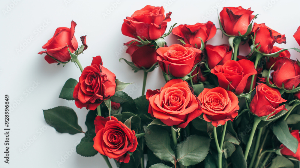 Red Roses Bouquet Side Perspective with White Background. Red Roses Bouquet Side Perspective with White Background.