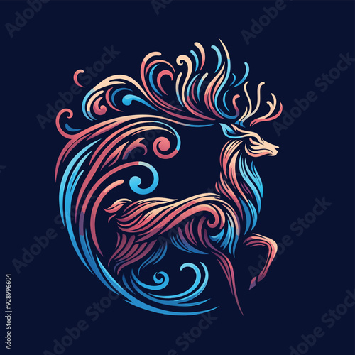 Wallpaper Mural Deer vector silhouette illustrator  Illustrator Artwork Torontodigital.ca