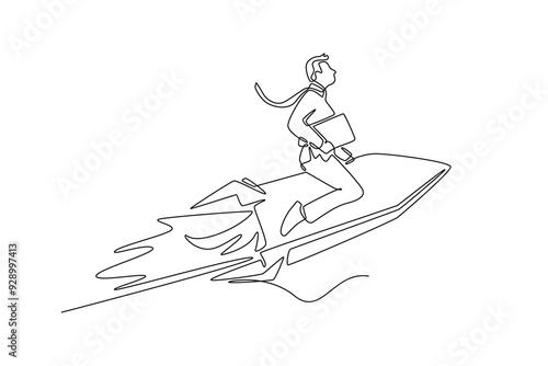 Starting a Business concept. Single line draw design vector graphic illustration.