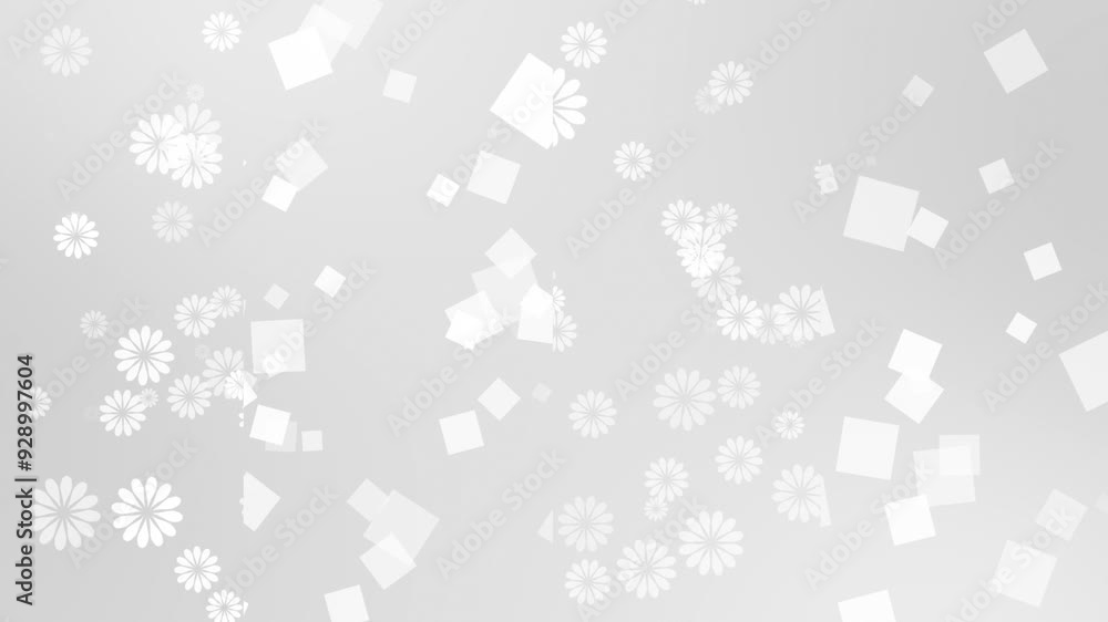 White and Black color slowly moving elegant and simple flowers with square shapes geometrical background, floral pattern modern background White and Black color slowly moving elegant and simple flowers with square shapes geometrical background, floral pattern modern background