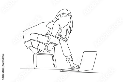 Starting a Business concept. Single line draw design vector graphic illustration.