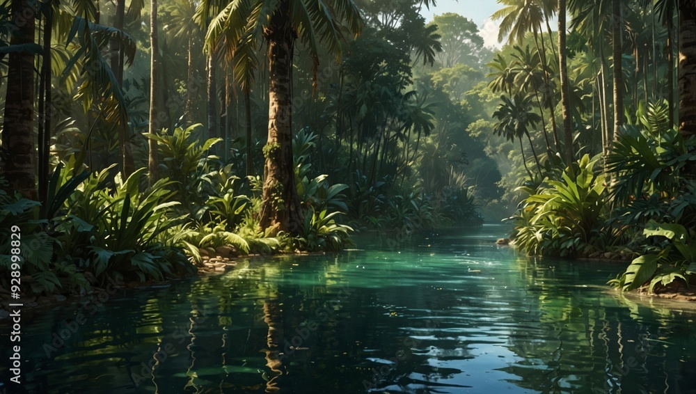 Tranquil River in a Tropical Jungle Tranquil River in a Tropical Jungle