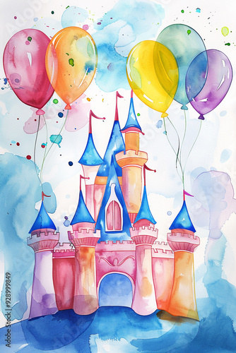 Kids birthday invitation castle theme