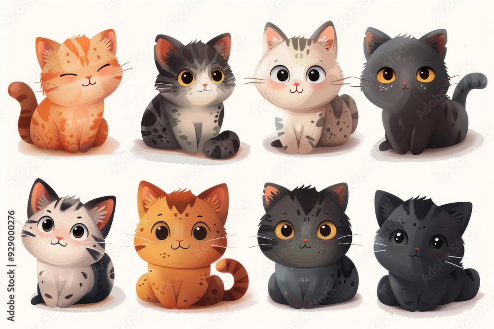 Collection of different cats set Collection of different cats set