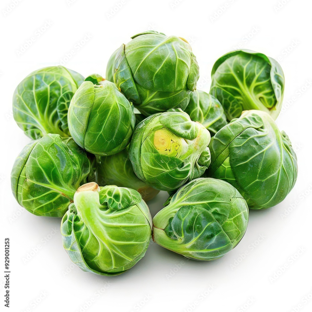A cluster of fresh brussel sprouts in bloom. A cluster of fresh brussel sprouts in bloom.