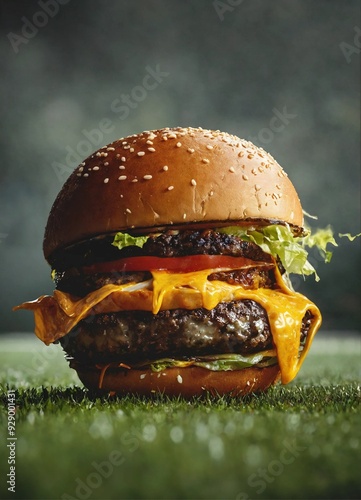 A burger on a soccer field