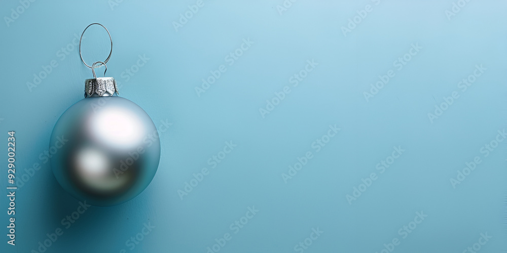 Single blue Christmas ornament on a light blue background, emphasizing minimalist design and holiday cheer Single blue Christmas ornament on a light blue background, emphasizing minimalist design and holiday cheer
