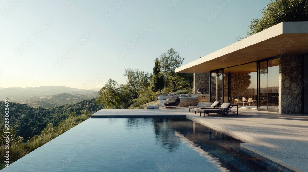 A luxury real estate property featuring a stunning swimming pool and modern architecture, set against a backdrop of beautiful scenery. A luxury real estate property featuring a stunning swimming pool and modern architecture, set against a backdrop of beautiful scenery.