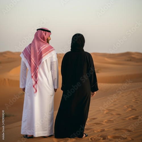 lovely middle eastern family walking at the park
