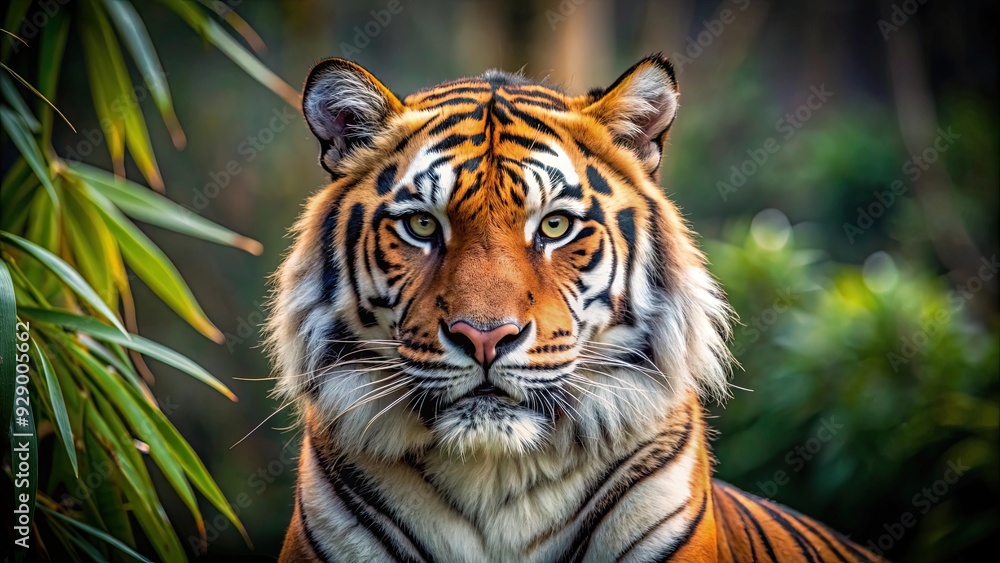 Fototapeta premium Majestic tiger in the wild, captured in its natural habitat showcasing calm yet fierce beauty, wildlife, photography, tiger