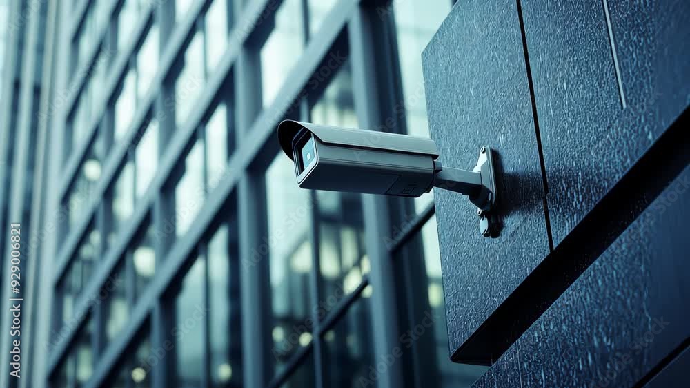 Surveillance camera capturing a dynamic cityscape panorama Surveillance camera capturing a dynamic cityscape panorama
