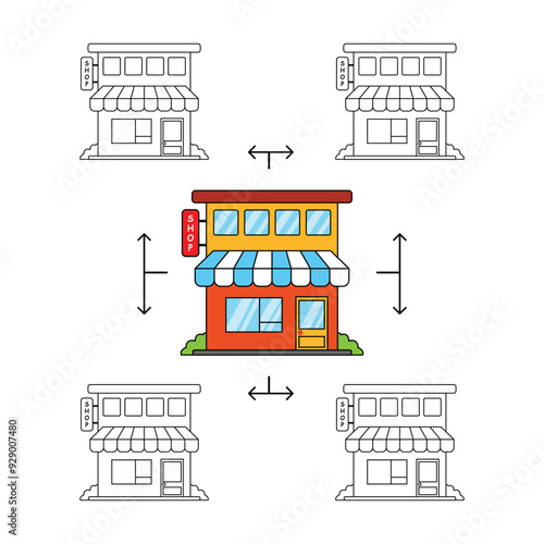 business investment icon like franchise chain. concept of commercial opportunity or global leadership. abstract outline style trend modern graphic franchising design element isolated on