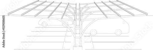 3D illustration of parking and carport
