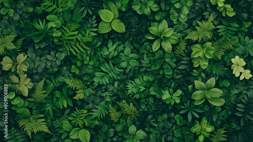 A lush green forest with many different types of plants and trees