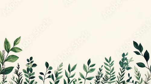 A green leafy background with a white background