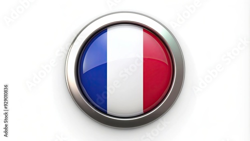 Free Download Round button with French flag design, France, French, flag, round, button, patriotic, symbol, national, isolated, red, white - GFXLoad