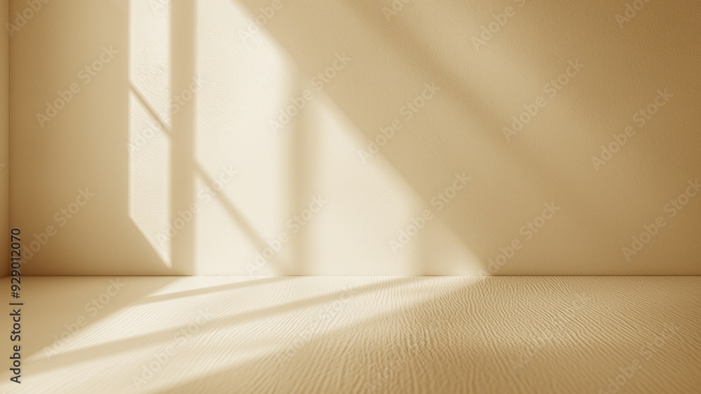 Empty beige room with window shadows Empty beige room with window shadows