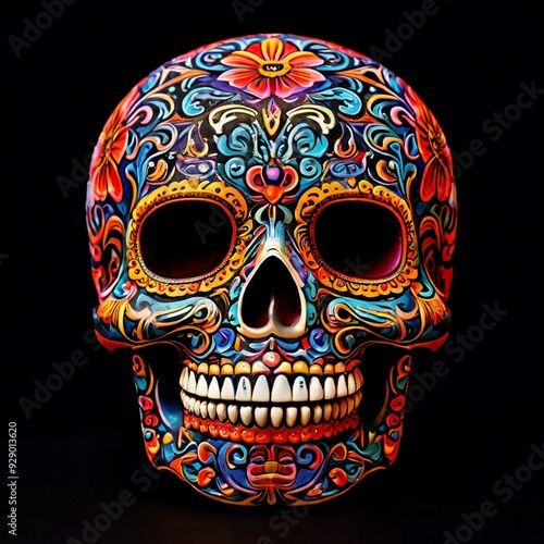 Day of the Dead Sugar Skull with Vibrant Colors