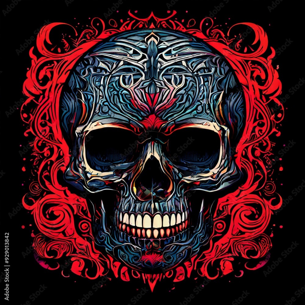 Tribal Skull with Intricate Linework Tribal Skull with Intricate Linework