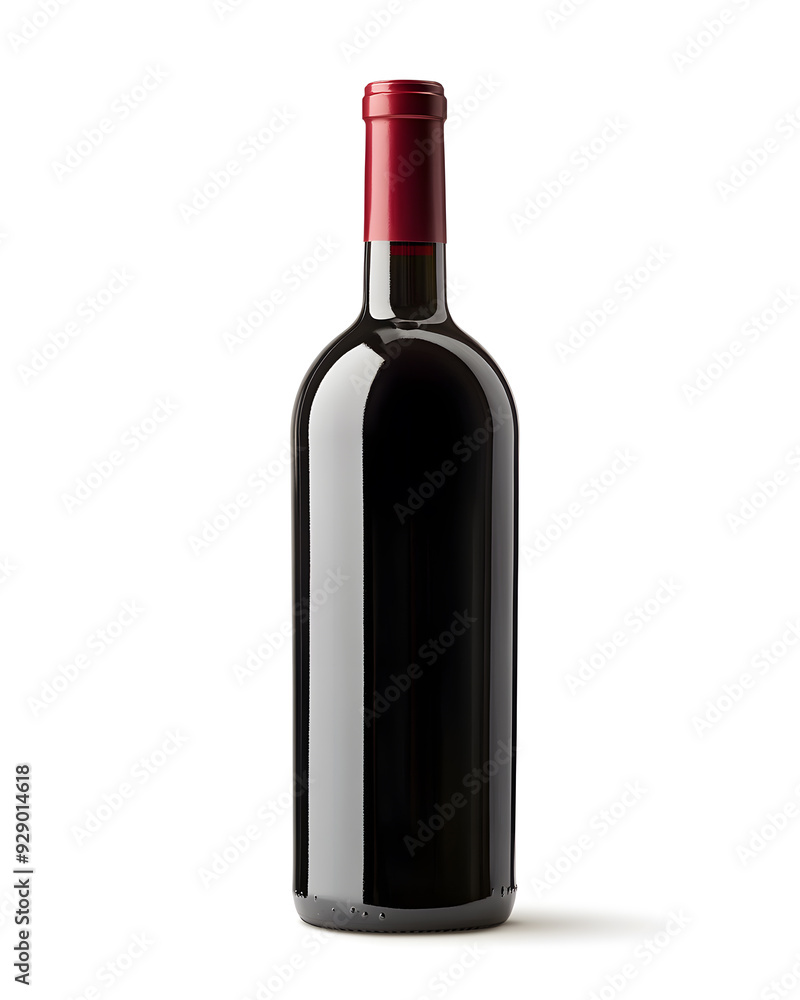 Burgundy red wine bottle mock up isolated on white background Burgundy red wine bottle mock up isolated on white background