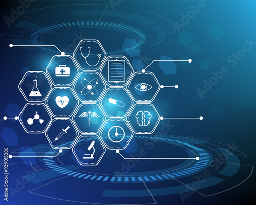 Healthcare icon, medical innovation technology concept