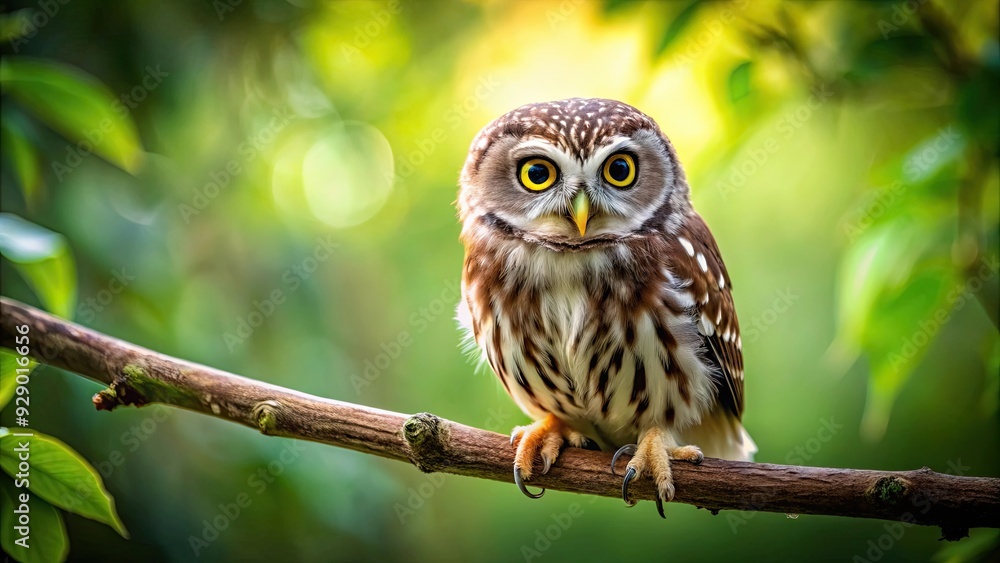 Close up of a cute owl standing on a tree branch , wildlife, nature, woodland, bird, feathered, perched, adorable, close-up Close up of a cute owl standing on a tree branch , wildlife, nature, woodland, bird, feathered, perched, adorable, close-up