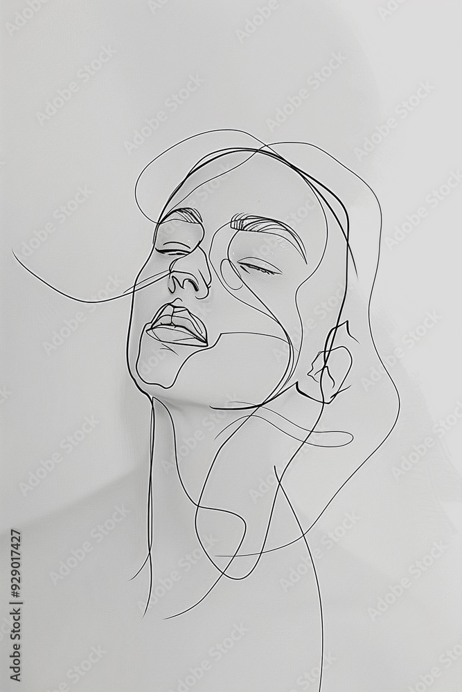 Minimalist line art portrait of a woman Minimalist line art portrait of a woman