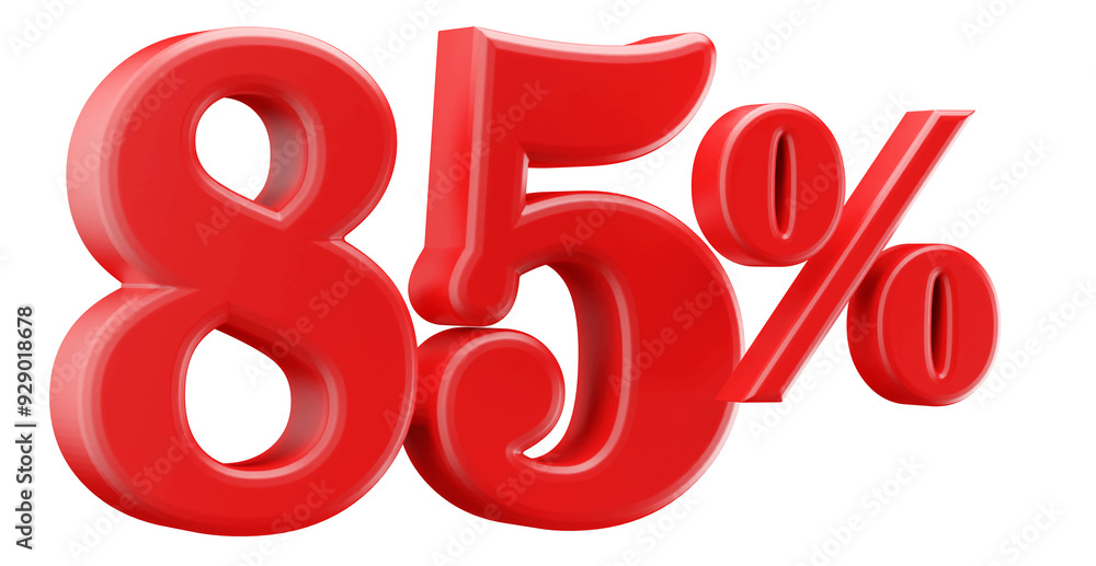 85 Percent Off Sale . Red Number 3D Render 85 Percent Off Sale . Red Number 3D Render