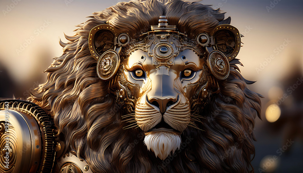 mechanical lion masterpiece steampunk design showcasing intricate details fusion machinery organic forms mechanical lion masterpiece steampunk design showcasing intricate details fusion machinery organic forms