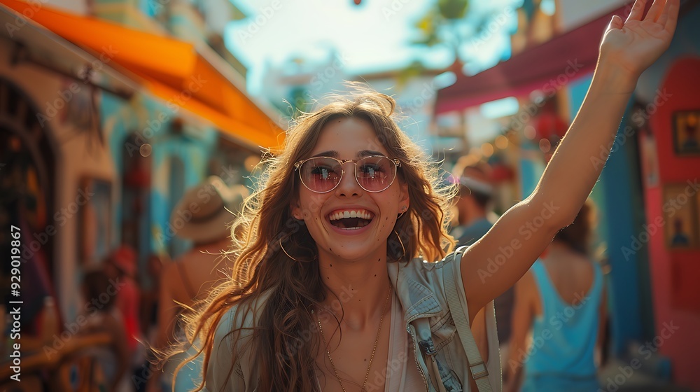 A candid image of friends high-fiving in a trendy neighborhood, with the background showing colorful murals, street vendors, and a mix of modern and historic architecture. A candid image of friends high-fiving in a trendy neighborhood, with the background showing colorful murals, street vendors, and a mix of modern and historic architecture.