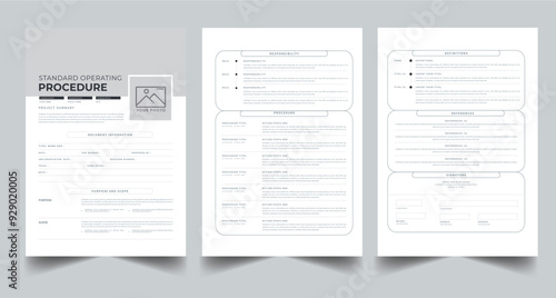 Standard Operating Procedure Design layout Template With 3 page concept Accents