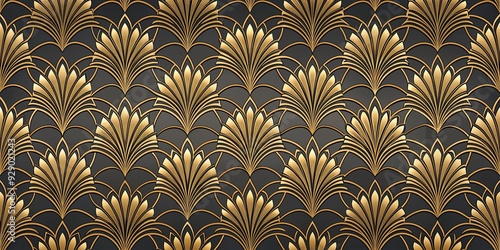 Elegant seamless Art Deco floral pattern, Art Deco, floral, elegant, seamless, vintage, design, background, textile