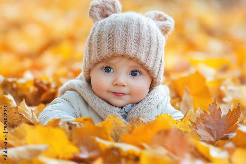 Baby Outside In Autumn Baby Outside In Autumn