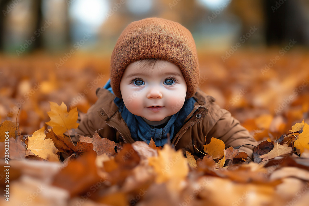 Baby Outside In Autumn Baby Outside In Autumn