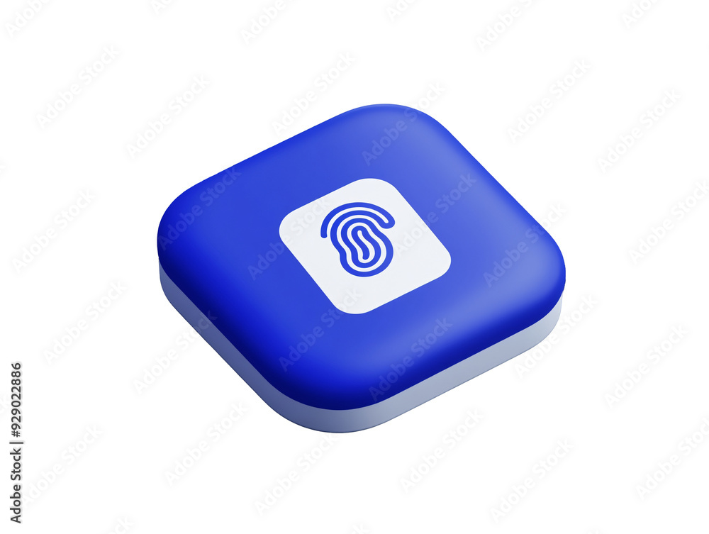 a blue and white square box with a logo a blue and white square box with a logo