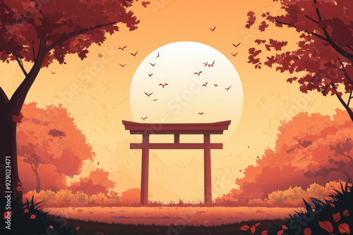 Mid Autumn Vector Illustration photo