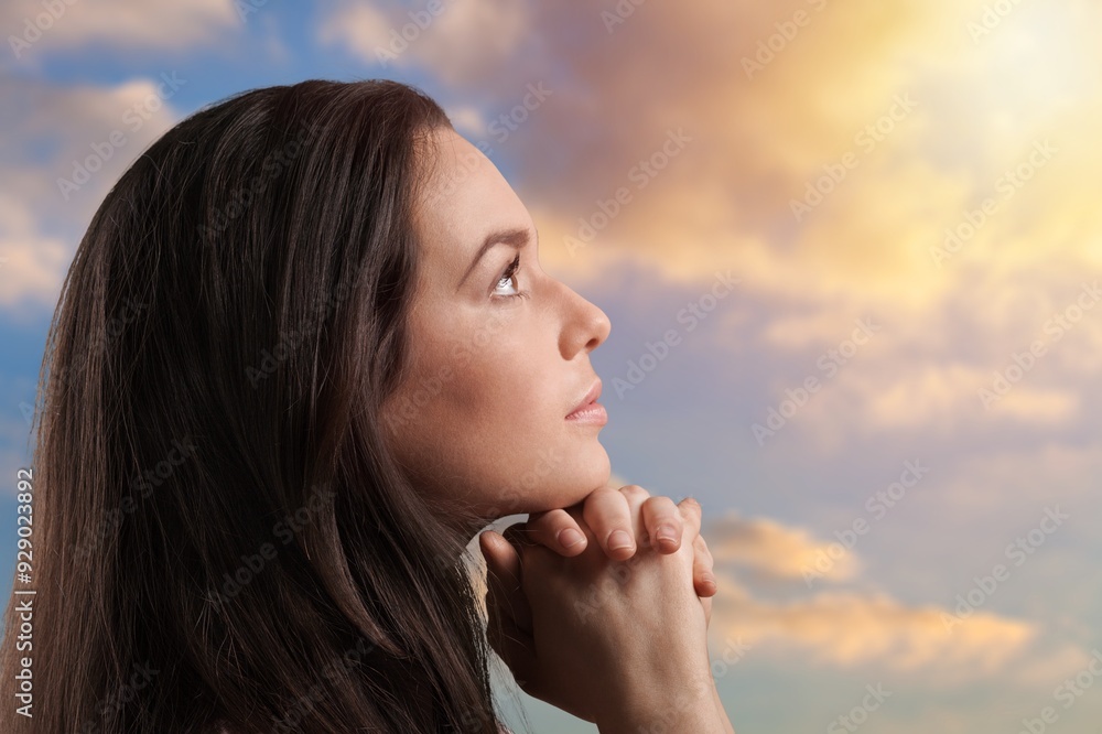 Person pray with folding hand to god faithfully believe Person pray with folding hand to god faithfully believe