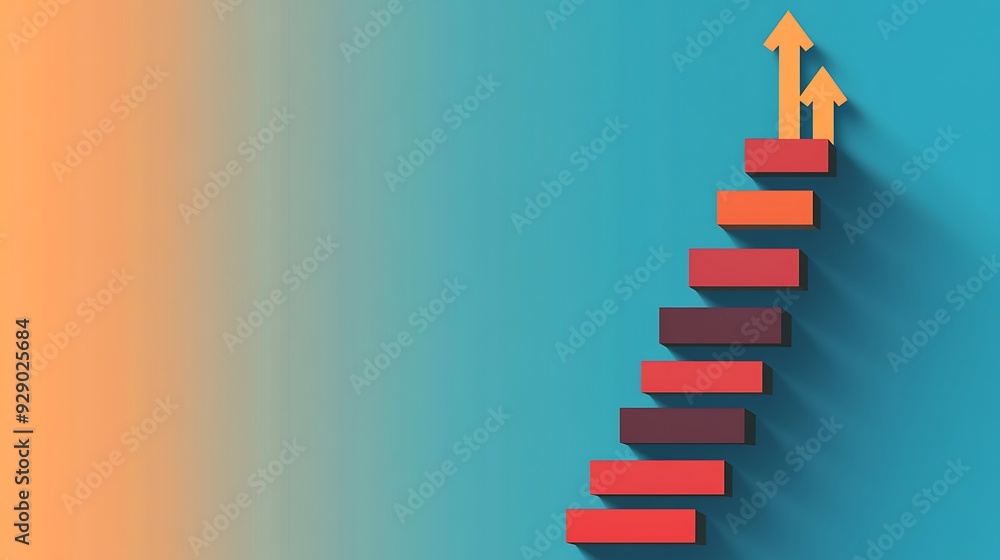 Abstract 3D Staircase with Two Arrows Pointing Upwards Abstract 3D Staircase with Two Arrows Pointing Upwards