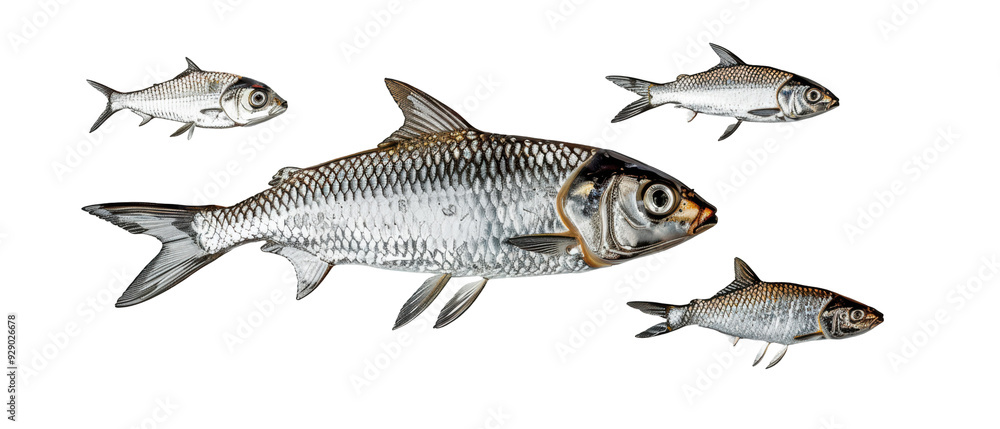 Silvery Fish White Background Isolated on Transparent or White Background, PNG Silvery Fish White Background Isolated on Transparent or White Background, PNG