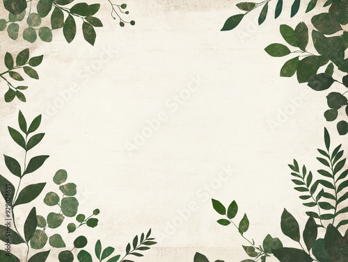 A green leafy background with a white background