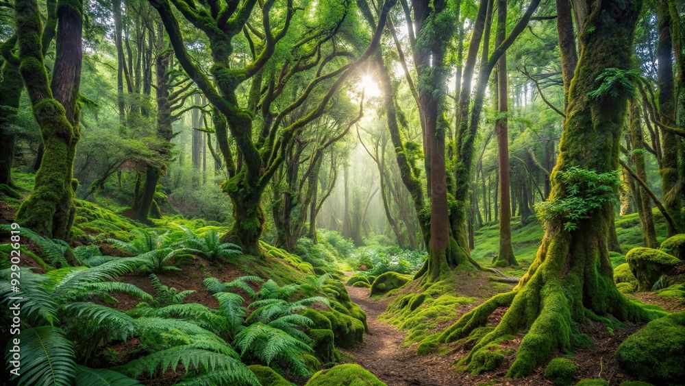Lush and magical Los Tilos forest in La Palma island, Tropical, foliage, greenery, trees, nature, hike, trail Lush and magical Los Tilos forest in La Palma island, Tropical, foliage, greenery, trees, nature, hike, trail