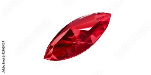 Ruby Gem on transparent background, red gemstone diamond isolated.