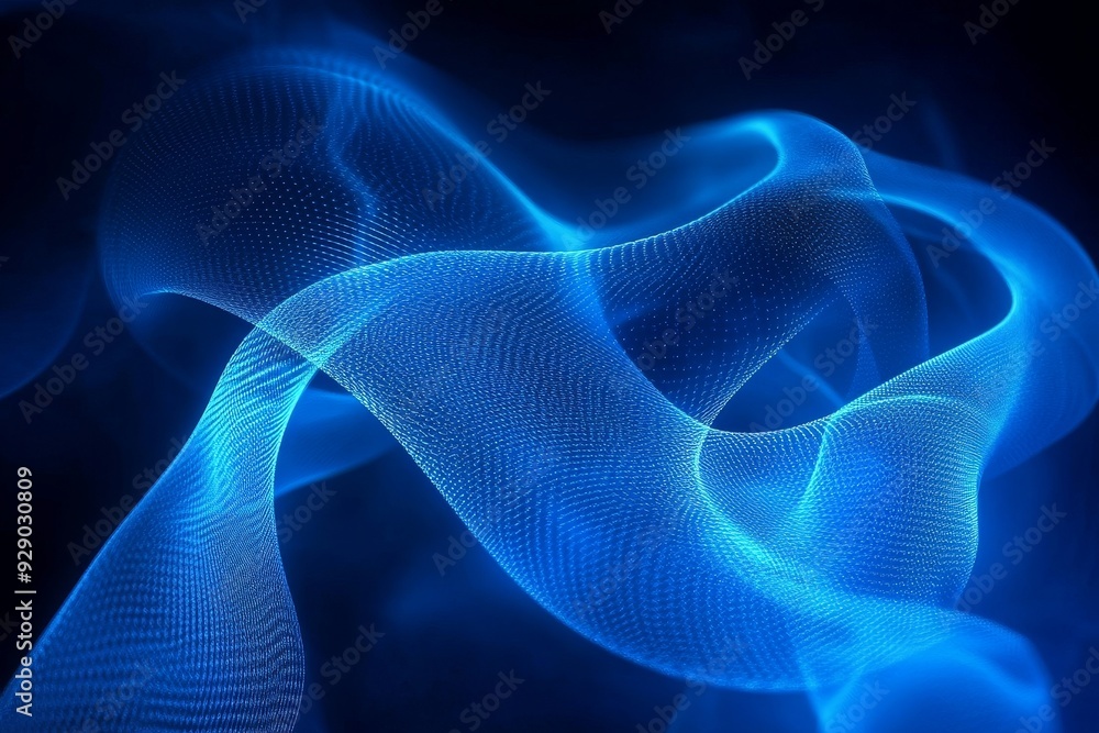 Blue abstract technology data wavy lines in holographic style Blue abstract technology data wavy lines in holographic style