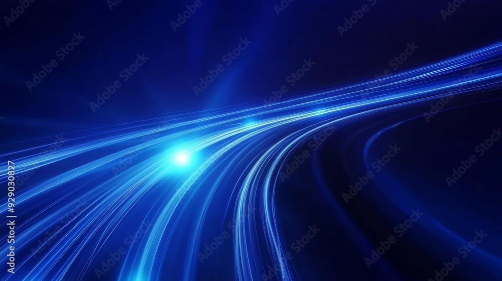 Fototapeta premium Blue abstract technology data wavy lines in holographic style