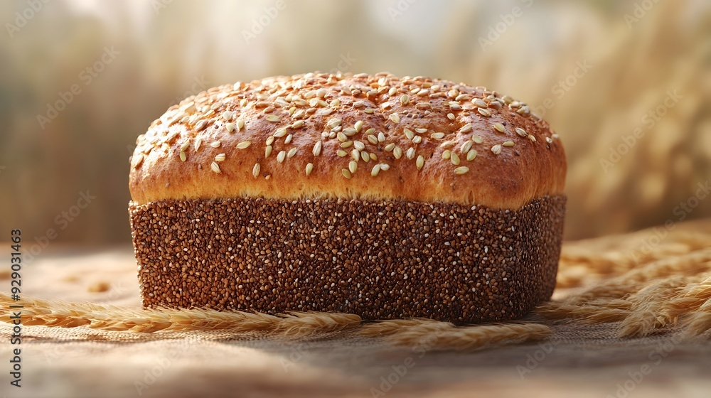 Organic Whole Grain Bread Loaf with Seeds 3D Rendered Organic Whole Grain Bread Loaf with Seeds 3D Rendered